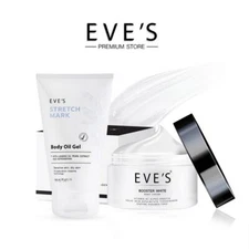 EVE'S Booster White Body Cream Stretch Mark 100ml +Body Oil Gel Reduce Scars 90g