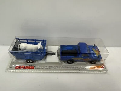Vintage Majorette 300 Betaillere Toyota Hilux Pickup And Cattle Trailer 323 Blue - Image 1 of 4