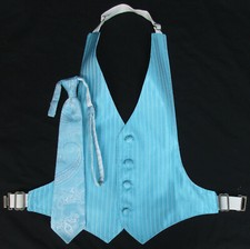 Boys Aqua Blue Green Jean Yves Tuxedo Vest Tie Set Paisley Wedding Ringbearer