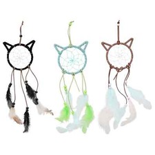 Cat Shaped Dream Catchers with Beads and Feathers Choose 1 from 3 Colors