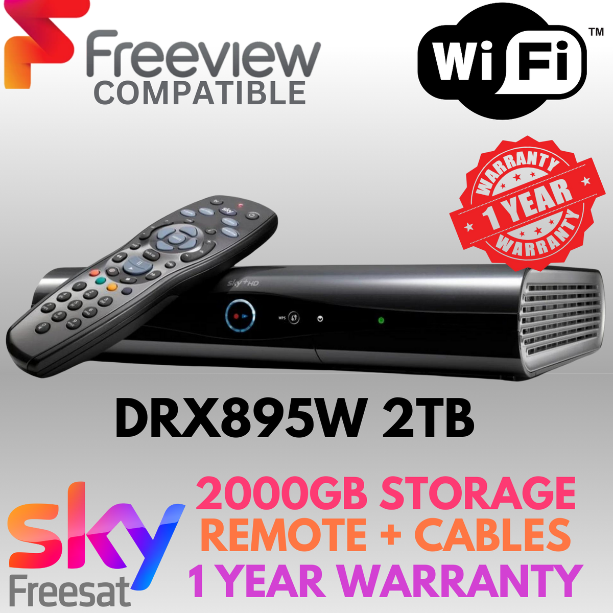 Sky + HD Box 2TB WiFi (Remote Control & Cables) Slimline Plus