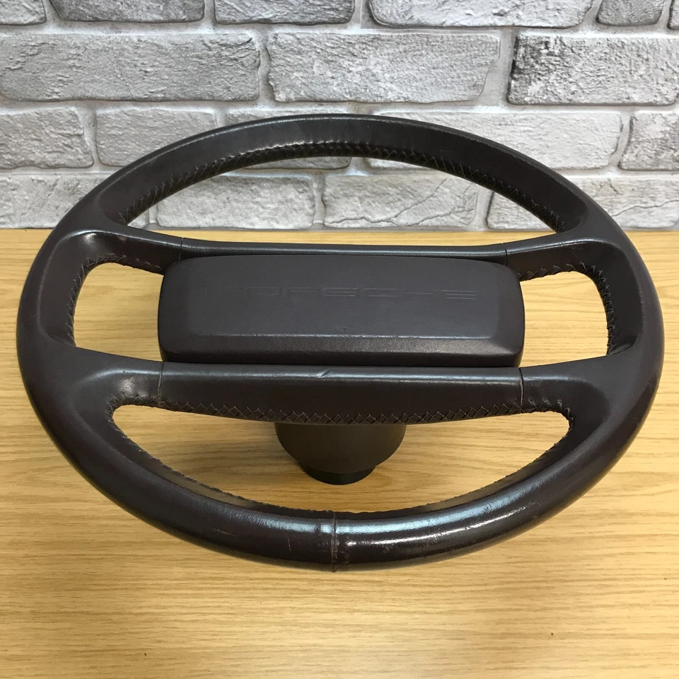 Genuine Porsche 924 S, 944 OEM 4 Spoke Brown Leather 365mm Steering Wheel.   5A - Image 3 of 4