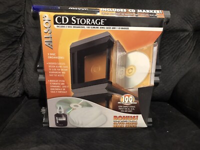 Allsop CD Storage 2 Disc Organizers 100 Slimline Jewel Cases 2 CD Marker NEW