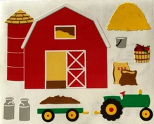 BARNYARD Sticker(9pc)Mrs.Grossman's •Tractor•Hay•Fruit•Milk•Trailer •Feed•Animal
