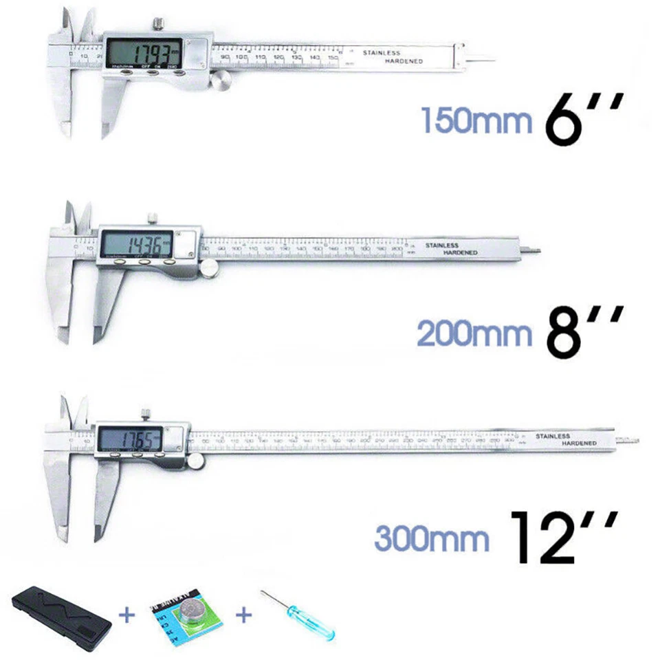 6"-12" Stainless Steel 300mm Digital Caliper Vernier Gauge Micrometer Measuring - image 4 of 4