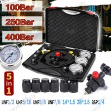 3 Gauges Hydraulic Nitrogen Accumulator Charging Pressure Test Kit 7 Couplings