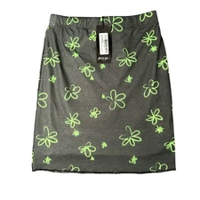 Nasty Gal Womens US 4 Black Mesh Graffit Floral Print Mini Skirt NWT