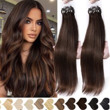 Micro Ring Beads Link Loop Hair Extensions 100 Remy Human Hair Highlight Brown
