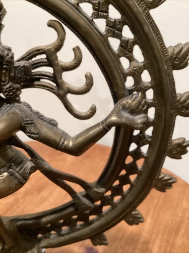 Vintage Brass Bronze Shiva Nataraj Trishul Statue Dancing - Picture 12 of 14