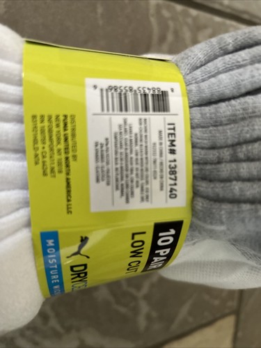NEW PUMA 10 PACK SOCKS KIDS 9-3.5 GIRLS MULTICOLOR DRYCELL LOW CUT - Picture 8 of 11