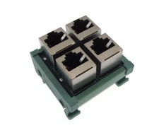 Four RJ45 Ethernet Connector Breakout Board 180 Vertical Din Rail Mount…