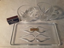 NACHTMANN 3tlg SET Krokus Tablett /Zuckerschale /K&auml;nnchen Kristallglas 60er