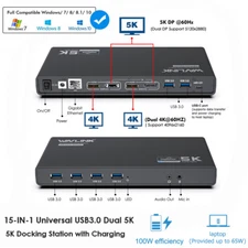USB C Dual 4K Docking Station 65W Laptop Charging Ultra HD Multiple Display Dock