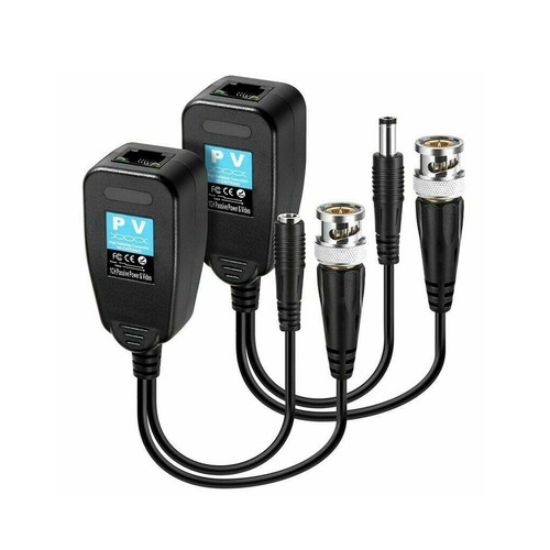 RJ45 BNC CAT5 TELECAMERA CCTV VIDEO BALUN DC JACK SPINA TVI HIKVISION SWANN COASSIALE - Foto 6 di 12