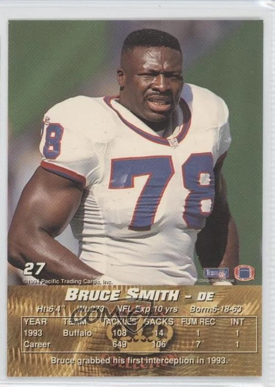1994 Pacific Crown Collection Bruce Smith #27 HOF - Image 2 of 2