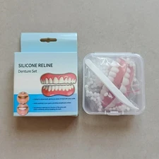 2 x Silicone False Teeth Smile Dental Veneers Dentures False Tooth Upper & Lower