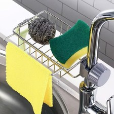 Sponge Holder for Kitchen Sink, Silver Stainless Steel Sink Organizer, Drying...