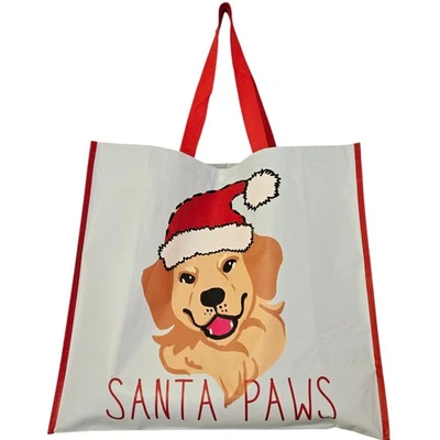 TJMAXX Christmas Dog Santa Paws Hat Golden Retriever Puppy Lab Tote Bag Gift TJ Maxx