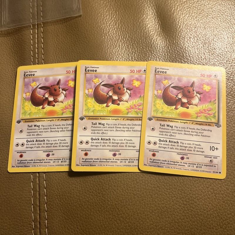 Eevee - 1999 Pokemon Jungle - #51/64  - Lot - x3 1st Edition!!