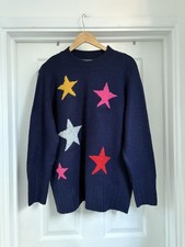 Women's Bonmarche Navy Blue Stars Jumper size 22 Chunky Knitted Sweater Top 