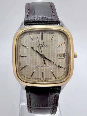 Vintage Near Mint 1980's Omega Seamaster Quartz Linen Dial Squared