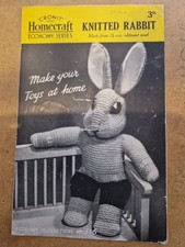 Copy Of Knitting Pattern Vintage 1940s Soft Toy Bunny Rabbit Cronit 316 Teddy
