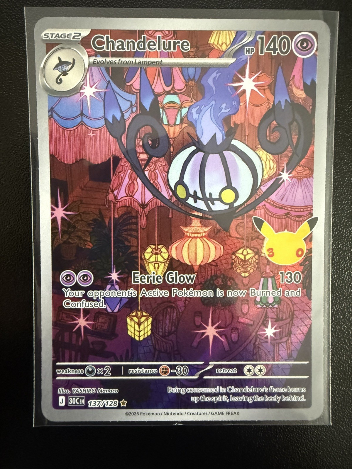Pokémon 30th Celebrations Chandelure IR 137/128 In Hand Ready To Ship NM 🔥