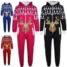 Kids Girls Boy Novelty Christmas Reindeer Fleece A2Z Onesie One Piece Jumpsuit