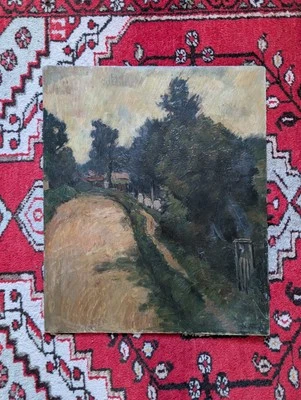HSP PAYSAGE DE NUIT IMPRESSIONNISTE AVEC FEMMES -DOUBLE FACE-SIGNE - Photo 1/4