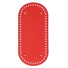 Oval PU Leather Bag Bottom Shaper with Holes  Nails 9.8x4.7 Inch Red