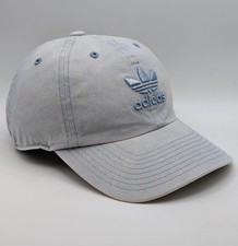 Adidas Trefoil Retro Cotton Wash Light Blue Logo Adult Unisex Strap Back Hat Cap