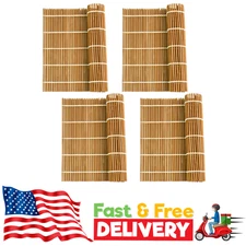 4 Pack Bamboo Sushi Rolling Mat - Reusable Sushi Roller Kit 9.5x9.5 Inch, NEW
