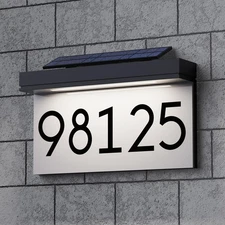 Address Plaque for Houses Solar Powered Adjustable Solar Panel 3 Lighting Colors
