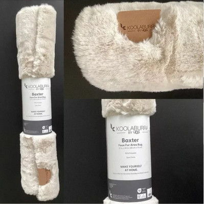 KOOLABURRA by UGG Faux Fur Baxter Area Rug 27  x 44  Light Beige Tan Soft NEW