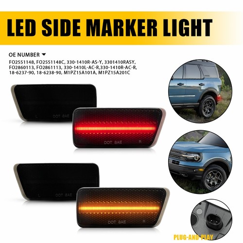 4X Amber&Red Side Marker Light Smoked Lens LED Fit Ford Bronco Sport 2021-23 EXF - Zdjęcie 15 z 17