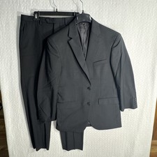 Jos A Bank 38R Slim Fit Black Chambray Shortened Arms 2-Piece Suit 34x30 brrr