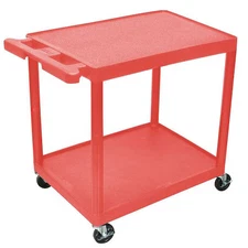 Utility Cart With Lipped Plastic Shelves, 300 Lb Load Capacity, 2 Shelves, 24