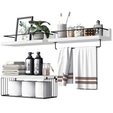 Bathroom Shelves Over Toilet for Wall Floating Shelves with Storage Basket Pa...