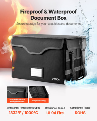 VEVOR Fireproof Document Box, 1832   Heat Insulated Fireproof & Waterproof Box w