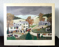 1960 Triton Press Collotype Fine Art Print Grandma Moses 'Thanksgiving' DS30
