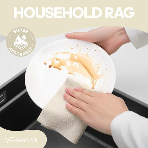  Microfiber Cleaning Cloth Roll -60 Pack, Tear Away Paperless Towels, Off-white thumbnail 4