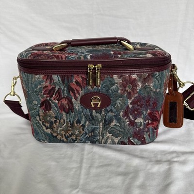 Vintage Etienne Aigner Floral Tapestry Cosmetic Travel Bag Train Carry On Case
