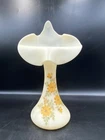 Fenton HP Daisies On Custard Glass Jip Jack In Pulpit Vase By Kim Brunny