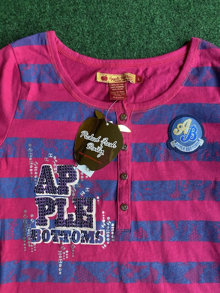 APPLE BOTTOMS Dress Pink Purple Striped Dress Girl Size L Y2K NWT - Image 3 of 4