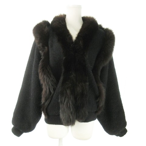 No Knit Jacket with Switchable Mink Fur in Black for Women