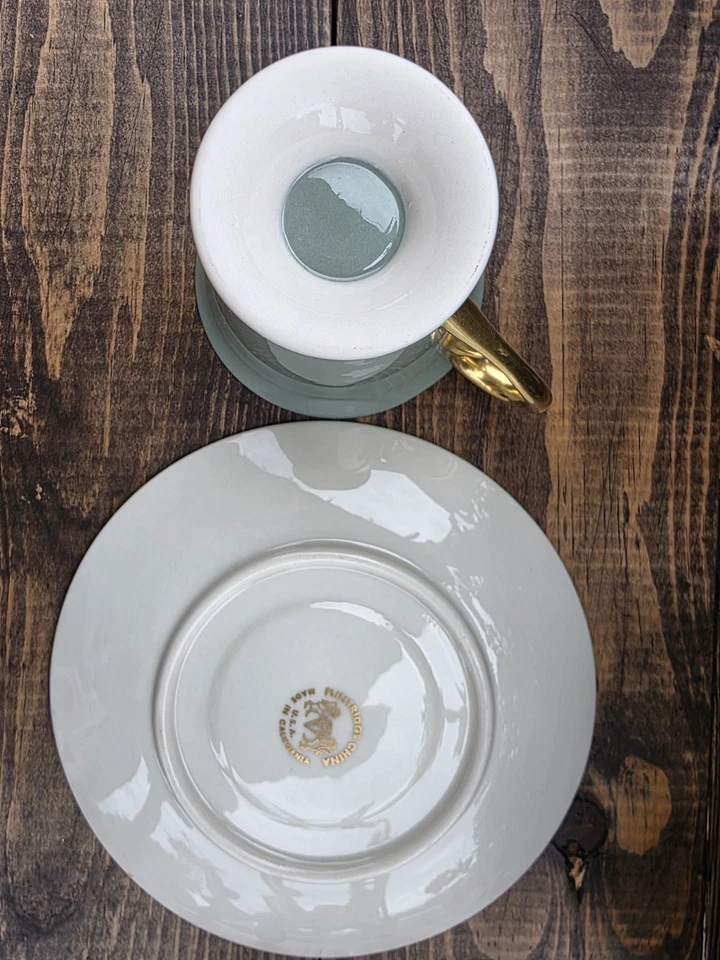 Sylvan-California Sage Green/Goldby Flintridge. Conjunto vintage de 4. Copos/pires - Imagem 4 de 4