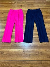 Chaps Womens 100% Linen Dress Pants Size 8 *lot of 2* Pink Blue Straight Leg