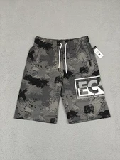 Ecko Unltd Shorts Mens Medium Black Gray Camo Drawstring Logo Pocket EO12N166T