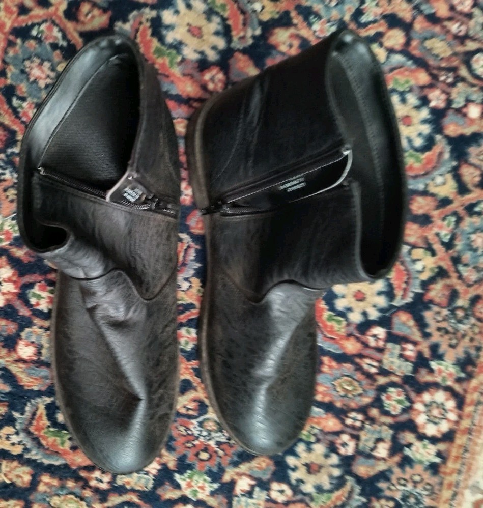 GOTH105 Men's Black Faux Leather Ankle Zip Costume Boots | eBay