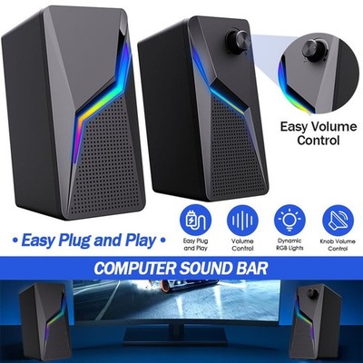 USB Multimedia Lautsprecher Subwoofer mit Dynamic RGB für PC Desktop Laptop